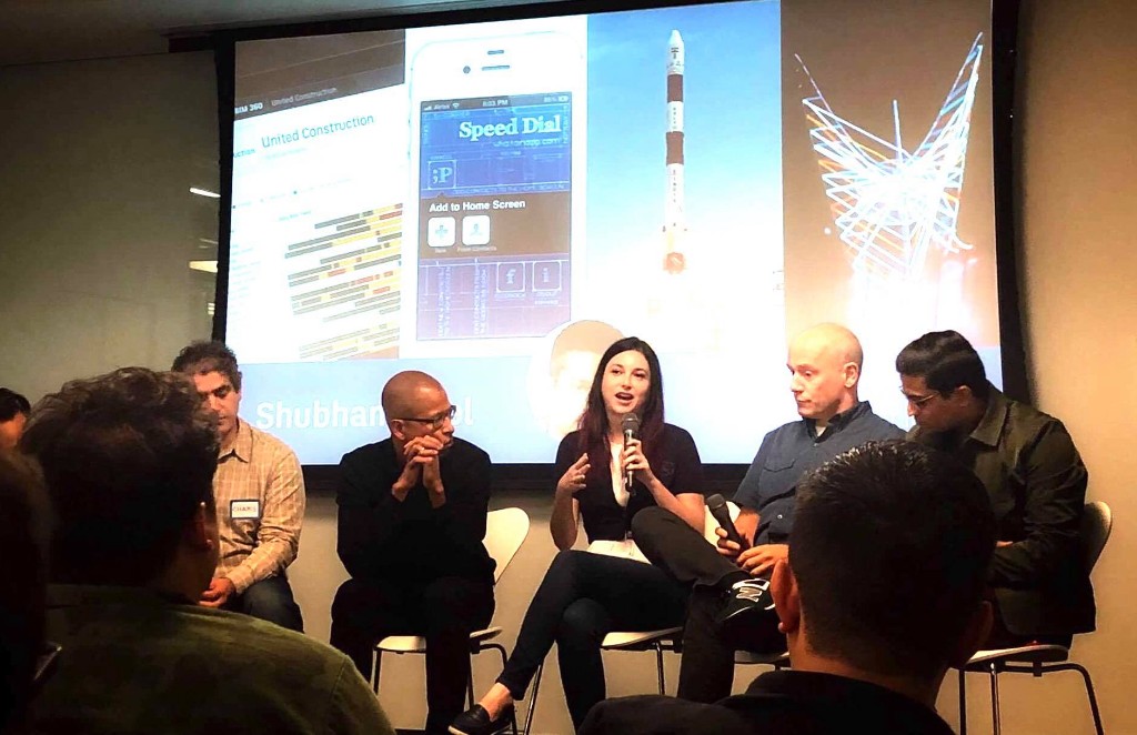 Lisa Aufox speaking on a design panel